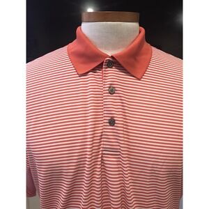 Champions Tour Mens Golf Polo Shirt Size XL Orange & White Striped Shoert Sleeve